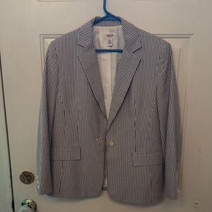 Talbots Navy and White Striped Blazer